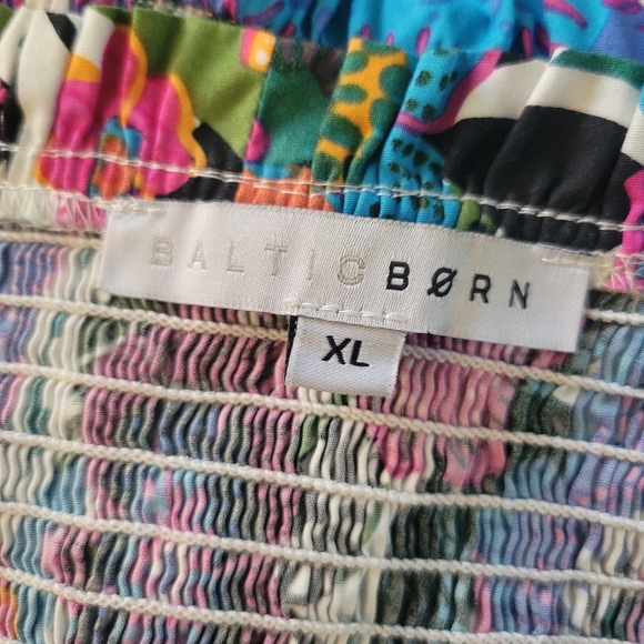 Baltic Born Kyrie Puff Sleeve Floral Print Dress Ruffle Shoulder Vibrant Boho XL - Picture 13 of 15